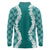 Hawaii Aloha Plumeria Lei Teal Palaka Long Sleeve Polo Shirt - Polynesian Pride