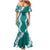 Hawaii Aloha Plumeria Lei Teal Palaka Mermaid Dress - Polynesian Pride