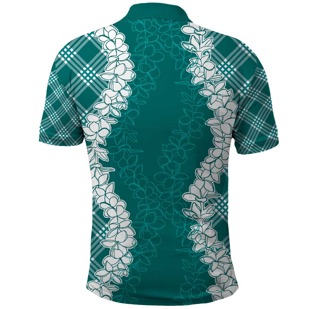 Hawaii Aloha Plumeria Lei Teal Palaka Polo Shirt - Polynesian Pride