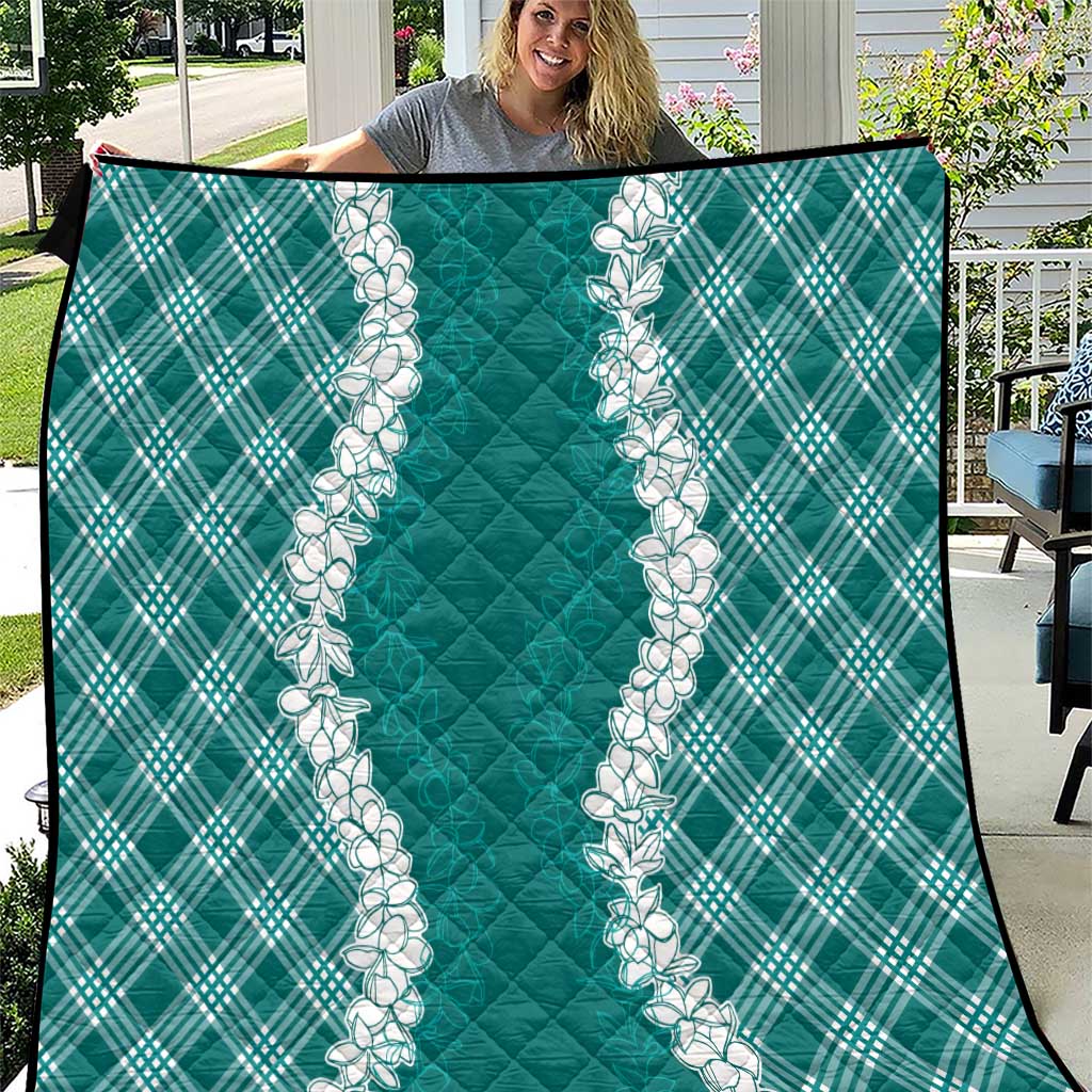 Hawaii Aloha Plumeria Lei Teal Palaka Quilt LT7 Teal - Polynesian Pride