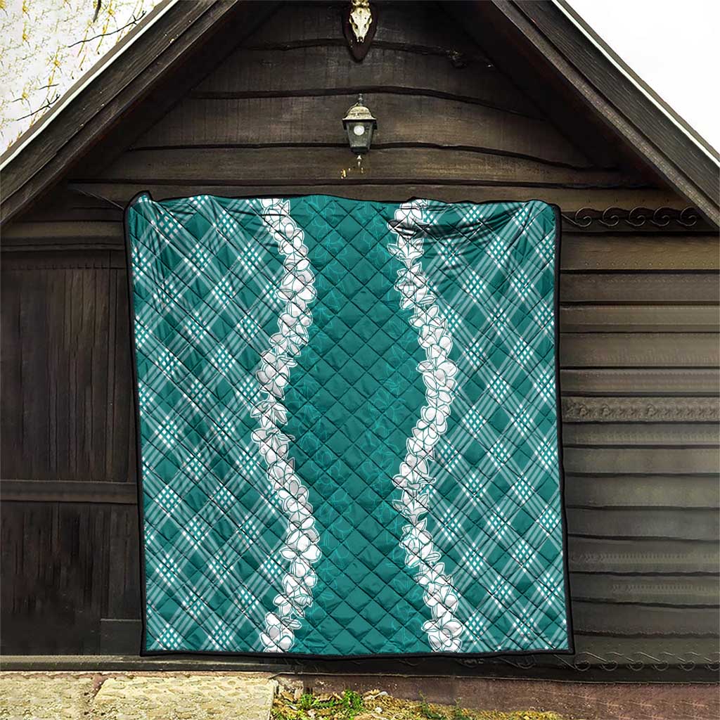 Hawaii Aloha Plumeria Lei Teal Palaka Quilt LT7 - Polynesian Pride