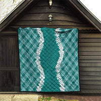Hawaii Aloha Plumeria Lei Teal Palaka Quilt LT7 - Polynesian Pride