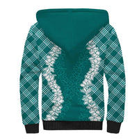Hawaii Aloha Plumeria Lei Teal Palaka Sherpa Hoodie - Polynesian Pride