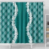Hawaii Aloha Plumeria Lei Teal Palaka Shower Curtain - Polynesian Pride