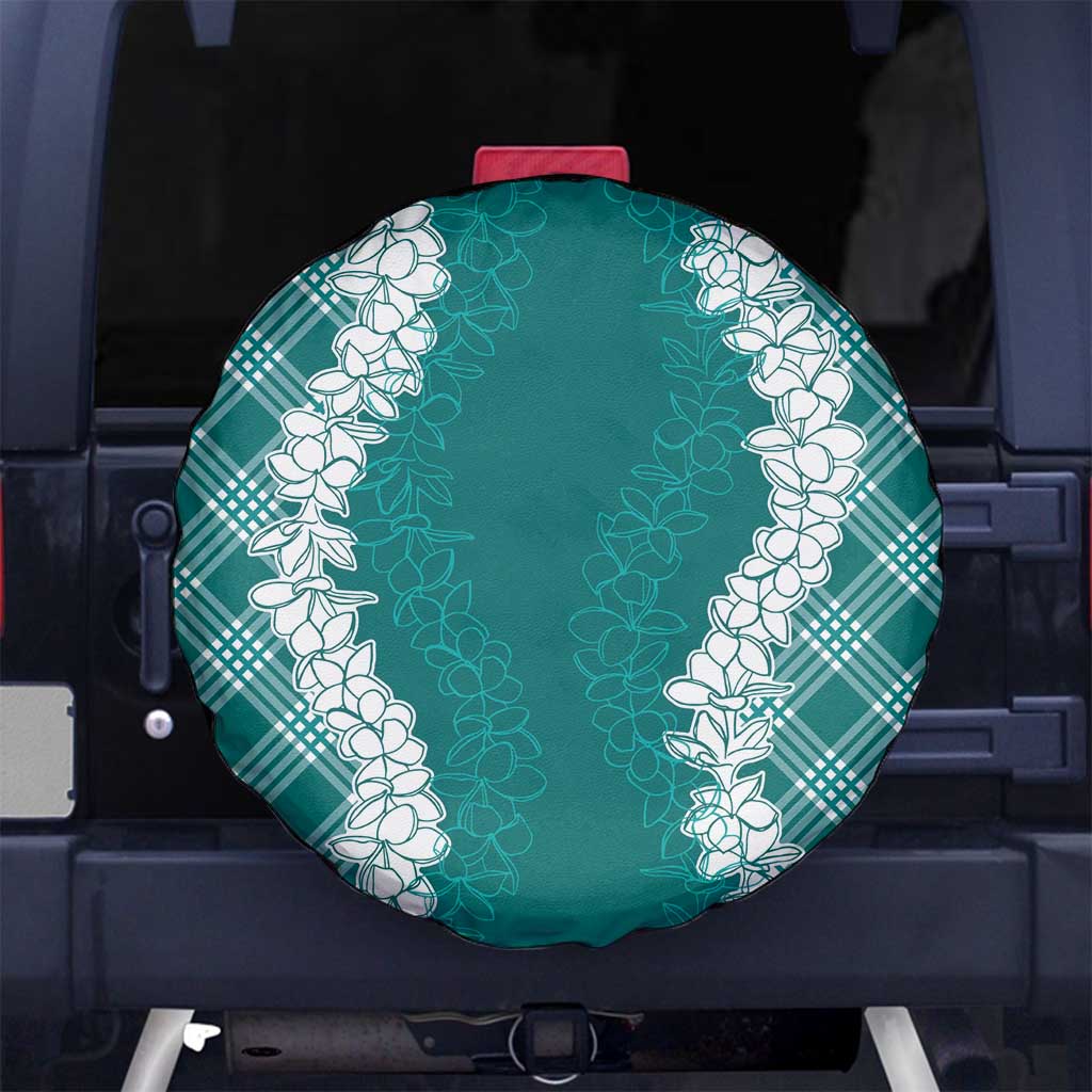 Hawaii Aloha Plumeria Lei Teal Palaka Spare Tire Cover - Polynesian Pride
