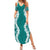 Hawaii Aloha Plumeria Lei Teal Palaka Summer Maxi Dress - Polynesian Pride