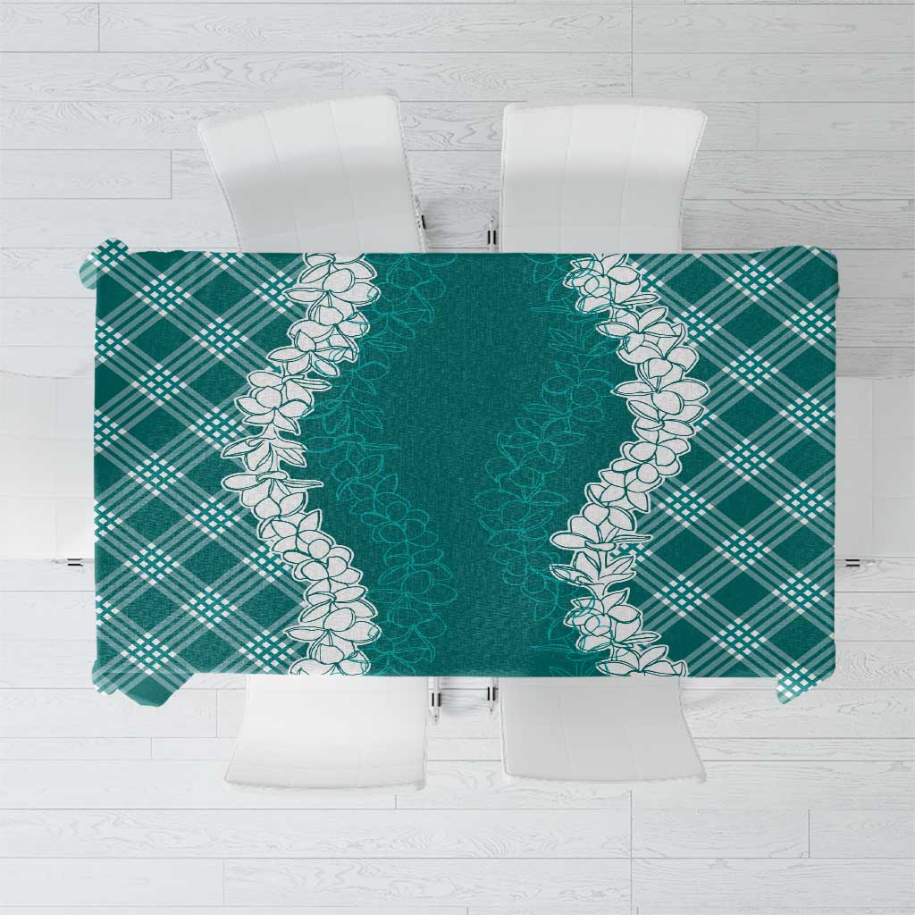 Hawaii Aloha Plumeria Lei Teal Palaka Tablecloth - Polynesian Pride