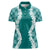 Hawaii Aloha Plumeria Lei Teal Palaka Women Polo Shirt - Polynesian Pride