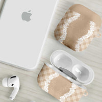 Hawaii Aloha Plumeria Lei Beige Palaka AirPods Case - Polynesian Pride