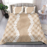 Hawaii Aloha Plumeria Lei Beige Palaka Bedding Set - Polynesian Pride