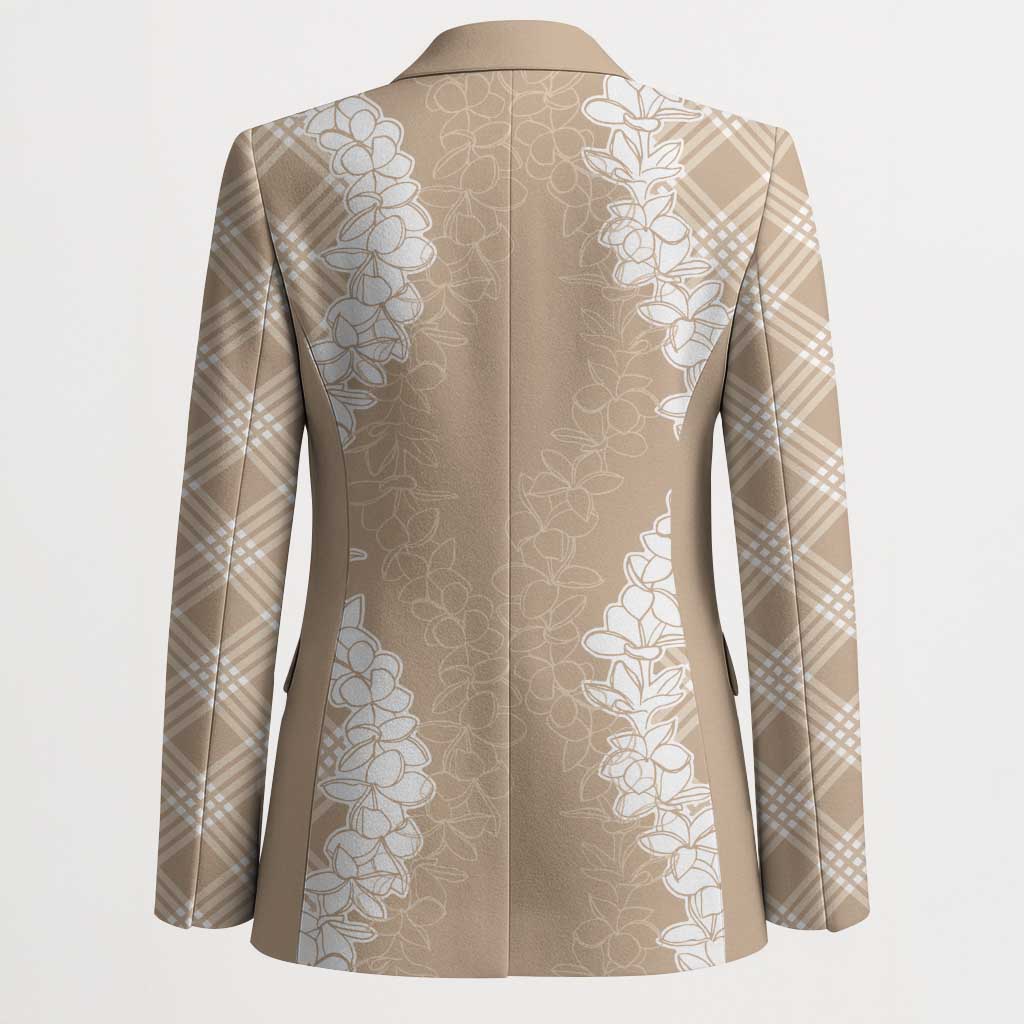 Hawaii Aloha Plumeria Lei Beige Palaka Blazer - Polynesian Pride