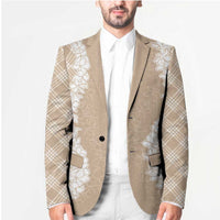 Hawaii Aloha Plumeria Lei Beige Palaka Blazer - Polynesian Pride