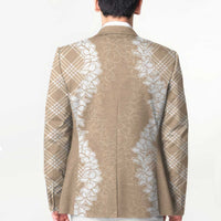 Hawaii Aloha Plumeria Lei Beige Palaka Blazer - Polynesian Pride