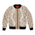 Hawaii Aloha Plumeria Lei Beige Palaka Bomber Jacket - Polynesian Pride