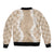Hawaii Aloha Plumeria Lei Beige Palaka Bomber Jacket - Polynesian Pride