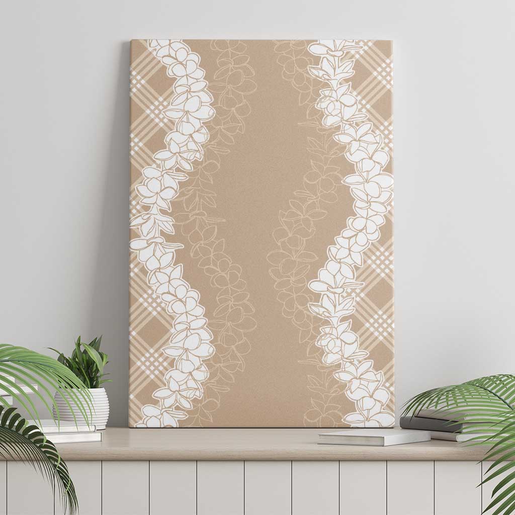 Hawaii Aloha Plumeria Lei Beige Palaka Canvas Wall Art LT7 - Polynesian Pride