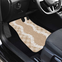 Hawaii Aloha Plumeria Lei Beige Palaka Car Mats - Polynesian Pride