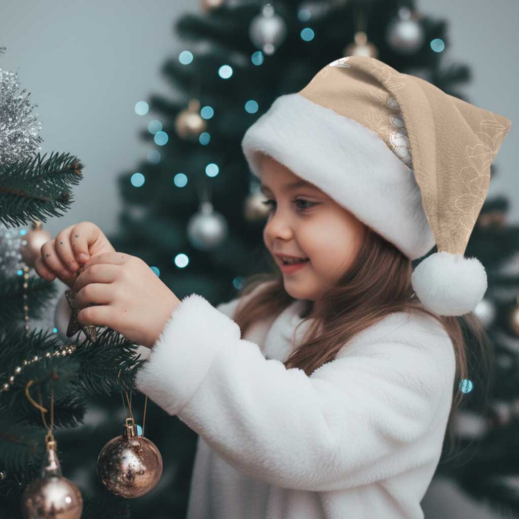 Hawaii Aloha Plumeria Lei Beige Palaka Christmas Santa Hat - Polynesian Pride