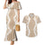 Hawaii Aloha Plumeria Lei Beige Palaka Couples Matching Mermaid Dress and Hawaiian Shirt - Polynesian Pride