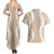 Hawaii Aloha Plumeria Lei Beige Palaka Couples Matching Summer Maxi Dress and Hawaiian Shirt - Polynesian Pride