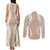Hawaii Aloha Plumeria Lei Beige Palaka Couples Matching Tank Maxi Dress and Long Sleeve Button Shirt - Polynesian Pride