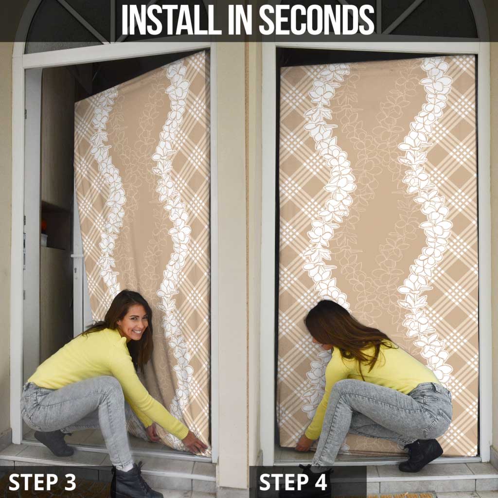 Hawaii Aloha Plumeria Lei Beige Palaka Door Cover - Polynesian Pride