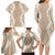 Hawaii Aloha Plumeria Lei Beige Palaka Family Matching Long Sleeve Bodycon Dress and Hawaiian Shirt - Polynesian Pride