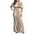 Hawaii Aloha Plumeria Lei Beige Palaka Family Matching Off Shoulder Maxi Dress and Hawaiian Shirt - Polynesian Pride