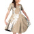 Hawaii Aloha Plumeria Lei Beige Palaka Family Matching Off Shoulder Short Dress and Hawaiian Shirt - Polynesian Pride