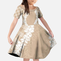 Hawaii Aloha Plumeria Lei Beige Palaka Family Matching Summer Maxi Dress and Hawaiian Shirt - Polynesian Pride