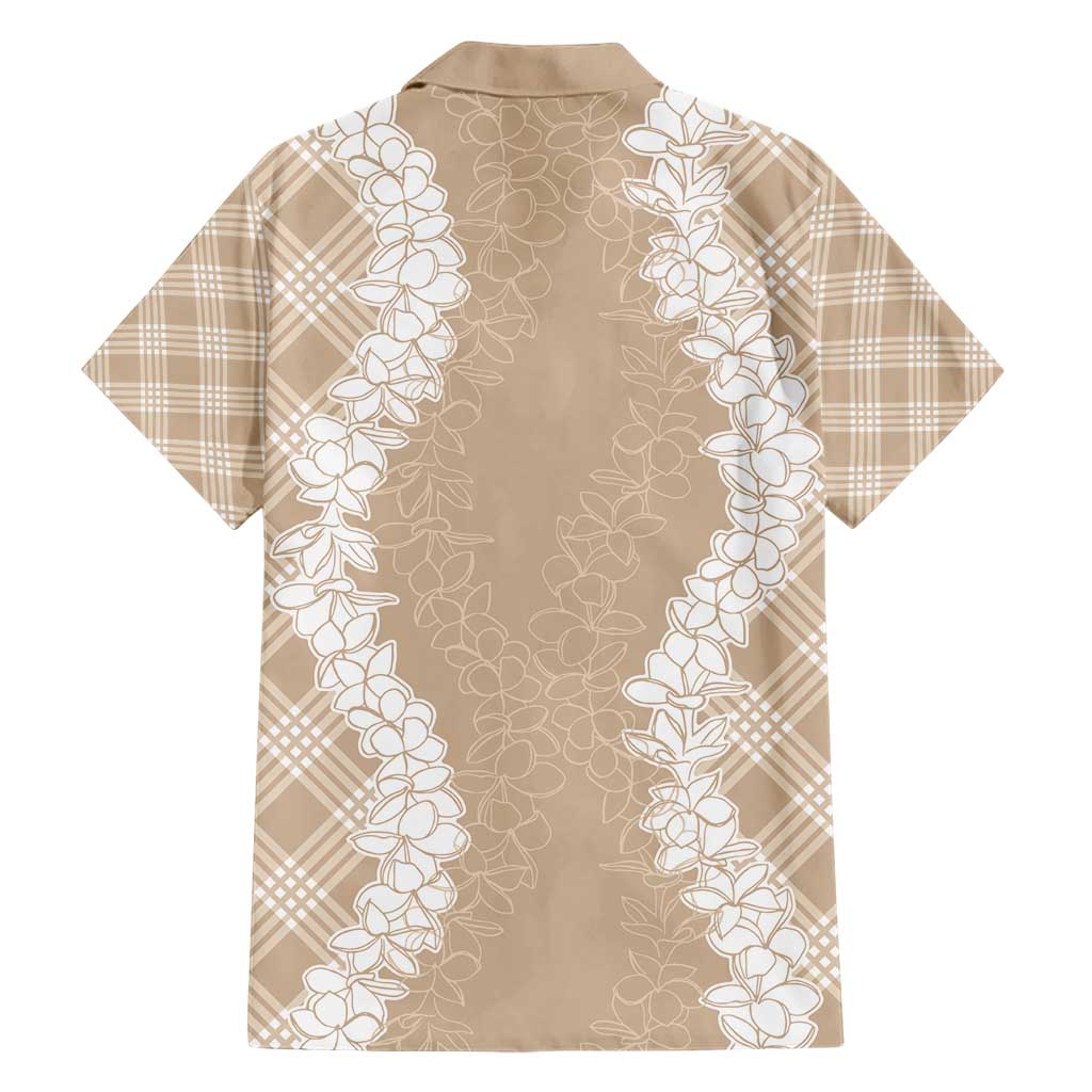 Hawaii Aloha Plumeria Lei Beige Palaka Hawaiian Shirt - Polynesian Pride