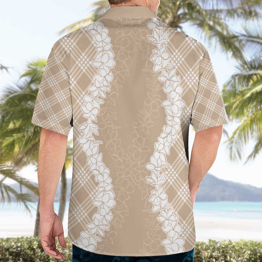 Hawaii Aloha Plumeria Lei Beige Palaka Hawaiian Shirt - Polynesian Pride