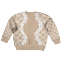 Hawaii Aloha Plumeria Lei Beige Palaka Kid Ugly Christmas Sweater LT7 - Polynesian Pride