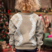 Hawaii Aloha Plumeria Lei Beige Palaka Kid Ugly Christmas Sweater LT7 - Polynesian Pride