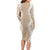 Hawaii Aloha Plumeria Lei Beige Palaka Long Sleeve Bodycon Dress - Polynesian Pride