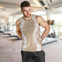 Hawaii Aloha Plumeria Lei Beige Palaka Men Tank Top - Polynesian Pride