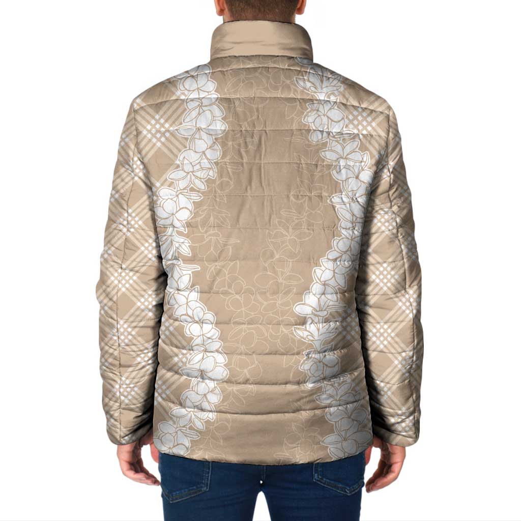 Hawaii Aloha Plumeria Lei Beige Palaka Padded Jacket LT7 - Polynesian Pride