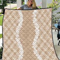 Hawaii Aloha Plumeria Lei Beige Palaka Quilt LT7 Beige - Polynesian Pride