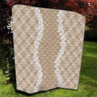 Hawaii Aloha Plumeria Lei Beige Palaka Quilt LT7 - Polynesian Pride