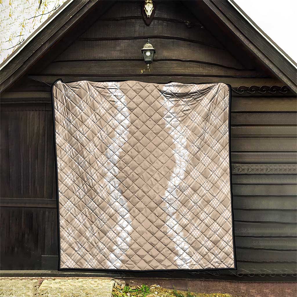 Hawaii Aloha Plumeria Lei Beige Palaka Quilt LT7 - Polynesian Pride