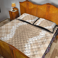 Hawaii Aloha Plumeria Lei Beige Palaka Quilt Bed Set - Polynesian Pride