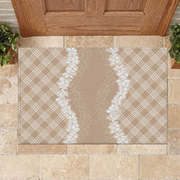 Hawaii Aloha Plumeria Lei Beige Palaka Rubber Doormat LT7 Beige - Polynesian Pride