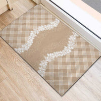 Hawaii Aloha Plumeria Lei Beige Palaka Rubber Doormat LT7 - Polynesian Pride