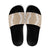 Hawaii Aloha Plumeria Lei Beige Palaka Slide Sandals - Polynesian Pride