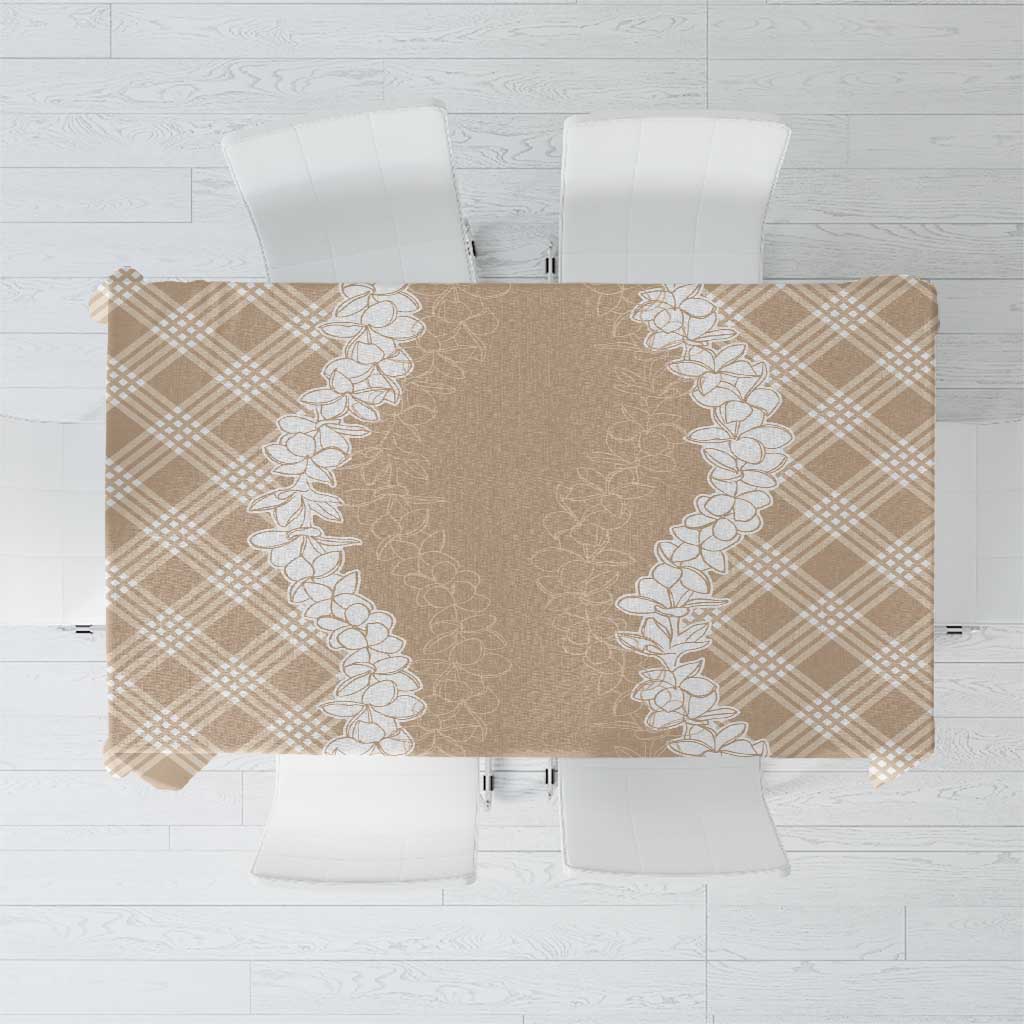 Hawaii Aloha Plumeria Lei Beige Palaka Tablecloth - Polynesian Pride