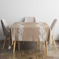 Hawaii Aloha Plumeria Lei Beige Palaka Tablecloth - Polynesian Pride