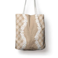 Hawaii Aloha Plumeria Lei Beige Palaka Tote Bag - Polynesian Pride