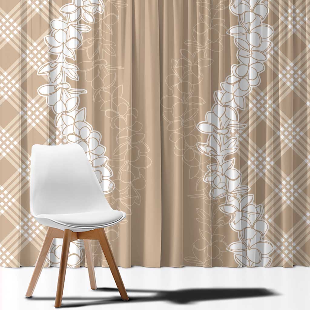 Hawaii Aloha Plumeria Lei Beige Palaka Window Curtain - Polynesian Pride