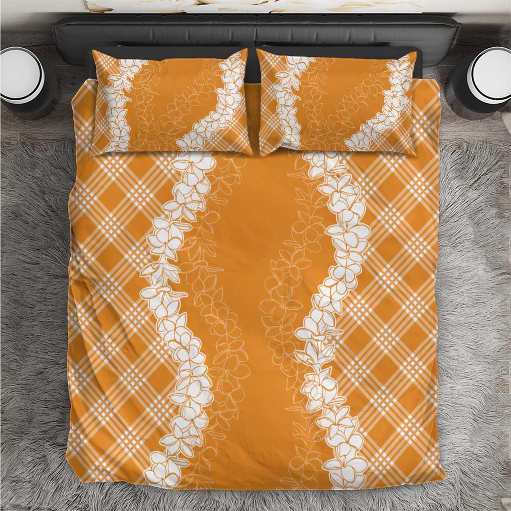 Hawaii Aloha Plumeria Lei Orange Palaka Bedding Set - Polynesian Pride