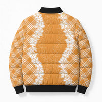 Hawaii Aloha Plumeria Lei Orange Palaka Bomber Puffer Jacket LT7 - Polynesian Pride